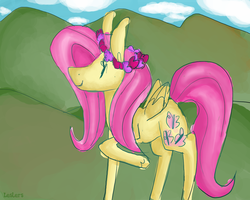 Size: 1280x1024 | Tagged: safe, artist:leslers, fluttershy, g4, female, floral head wreath, solo