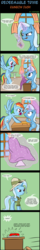 Size: 1000x6187 | Tagged: safe, artist:icesticker, daring do, rainbow dash, trixie, redeemable trixie, g4, comic, cosplay, fake horn, rainbow dash always dresses in style, sewing, wig