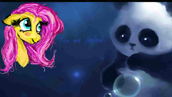 Size: 794x452 | Tagged: safe, artist:gpgo-sparkling-panda, fluttershy, panda, g4, blushing, portrait