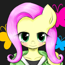 Size: 800x800 | Tagged: safe, artist:dobado, fluttershy, anthro, g4, clothes, female, pixiv, solo