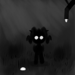 Size: 1000x1000 | Tagged: safe, artist:danilevs, oc, oc only, glowing eyes, limbo (video game), solo