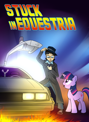 Size: 819x1120 | Tagged: safe, artist:madmax, twilight sparkle, human, g4, back to the future, delorean