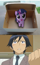 Size: 456x746 | Tagged: safe, twilight sparkle, pony, unicorn, g4, dashie meme, exploitable meme, kyousuke kousaka, meme, my little sister can't be this cute