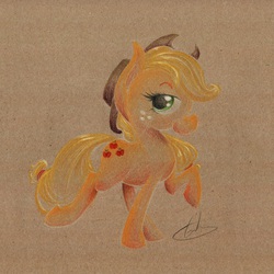 Size: 1280x1280 | Tagged: safe, artist:getchanoodlewet, applejack, g4, female, solo, traditional art, walking