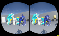 Size: 1280x800 | Tagged: safe, princess celestia, princess luna, g4, 3d, game, oculus rift, unreal engine