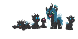 Size: 4220x2111 | Tagged: safe, artist:kp-shadowsquirrel, artist:tyler611, queen chrysalis, changeling, changeling queen, nymph, g4, :o, :p, crown, crying, cute, cutealis, female, filly, jewelry, open mouth, prone, regalia, simple background, sitting, smiling, tongue out, transparent background, younger
