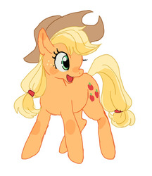 Size: 500x579 | Tagged: safe, artist:kutuyatti, applejack, earth pony, pony, g4, cute, female, jackabetes, mare, open mouth, pixiv, simple background, smiling, solo, white background