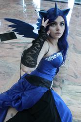 Size: 640x960 | Tagged: safe, artist:artisticdoe, princess luna, human, g4, 2013, anime weekend atlanta, clothes, cosplay, evening gloves, fingerless gloves, gloves, irl, irl human, photo, solo
