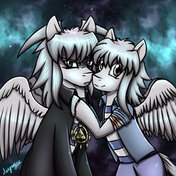 Size: 720x720 | Tagged: safe, artist:deyogee, ponified, ryou bakura, yami bakura, yu-gi-oh!