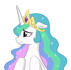 Size: 835x815 | Tagged: safe, artist:orca, princess celestia, alicorn, pony, g4, cute, cutelestia, female, pixiv, scrunchy face, solo, woobie