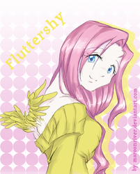 Size: 768x956 | Tagged: safe, artist:maroonriver, fluttershy, human, g4, female, humanized, solo, winged humanization
