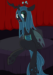 Size: 1157x1636 | Tagged: safe, artist:pepperminty pony, queen chrysalis, changeling, changeling queen, g4, female, solo, table
