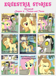 Size: 1800x2409 | Tagged: safe, artist:estories, discord, fluttershy, oc, oc:alice goldenfeather, pegasus, pony, unicorn, comic:find yourself, g4, comic, ponified, pony discord