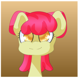 Size: 1280x1280 | Tagged: safe, artist:rue-willings, apple bloom, g4, adorabloom, cute, female, long neck, looking at you, portrait, smiling, solo