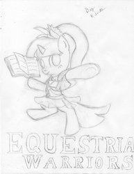 Size: 785x1017 | Tagged: safe, artist:bigrinth, twilight sparkle, g4, book, cosplay, female, hyrule warriors, lana, monochrome, sketch, solo, the legend of zelda, traditional art