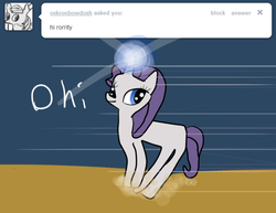 Size: 647x500 | Tagged: safe, artist:raritybeingdraggedtoherdestiny, rarity, g4, ask, female, magic, rariquest, solo, tumblr
