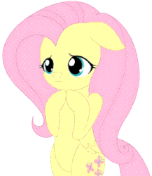 Size: 260x300 | Tagged: safe, artist:jdan-s, fluttershy, pony, semi-anthro, g4, :<, :t, animated, bipedal, blinking, cute, female, floppy ears, grin, nervous, reaction image, shy, shyabetes, smiling, solo, squee