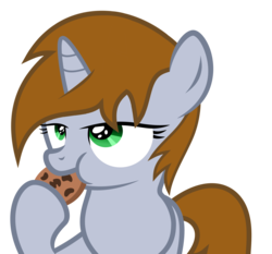 Size: 6000x5602 | Tagged: safe, artist:aborrozakale, oc, oc only, oc:littlepip, pony, unicorn, fallout equestria, g4, absurd resolution, cookie, eating, fanfic, fanfic art, female, filly, filly littlepip, hooves, horn, show accurate, simple background, solo, transparent background, vector
