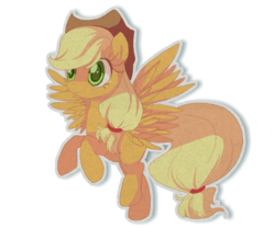 Size: 600x500 | Tagged: safe, artist:swirl-draws, applejack, pegasus, pony, g4, female, flying, race swap, solo