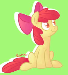 Size: 500x550 | Tagged: safe, artist:sorckylo, apple bloom, g4, female, sitting, smiling, solo