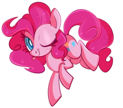 Size: 694x607 | Tagged: dead source, safe, artist:suzuii, pinkie pie, g4, :p, cute, diapinkes, female, simple background, smiling, solo, tongue out, transparent background, wink