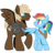 Size: 1020x971 | Tagged: safe, artist:dbkit, dumbbell, rainbow dash, pegasus, pony, g4, alternate hairstyle, duo, female, male, ponytail, saddle bag, ship:dumbdash, shipping, simple background, straight, transparent background