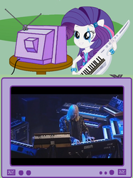 Size: 563x752 | Tagged: safe, rarity, equestria girls, g4, exploitable meme, keyboard, keytar, meme, minimoog, musical instrument, ponied up, rick wakeman, synthesizer, tv meme, yes (band)