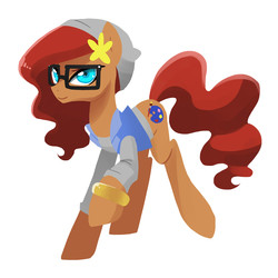 Size: 3000x3000 | Tagged: safe, artist:kianamai, oc, oc only, earth pony, pony, bracelet, clothes, female, flower, glasses, hat, high res, mare, shirt, solo, vest