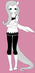 Size: 380x780 | Tagged: safe, artist:pasikon, fluttershy, anthro, g4, ambiguous facial structure, female, simple background, solo