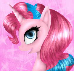 Size: 1500x1440 | Tagged: safe, artist:feferikrispony12, pinkie pie, pony, unicorn, g4, female, looking up, mare, race swap, solo, unicorn pinkie pie