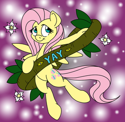Size: 624x607 | Tagged: safe, artist:anime-apothecary, artist:dfectivedvice, fluttershy, g4, colored, female, flower, flying, solo