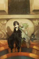 Size: 791x1200 | Tagged: safe, artist:foxinshadow, oc, clothes, crossover, disney, food, ice cream, kingdom hearts, sea salt ice cream, twilight town, xion