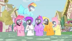 Size: 1920x1080 | Tagged: artist needed, safe, applejack, fluttershy, pinkie pie, rainbow dash, rarity, twilight sparkle, g4, mane six, omsk, omsk bird, winged doom