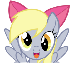 Size: 6000x5000 | Tagged: safe, artist:swearn, derpy hooves, pegasus, pony, g4, absurd resolution, apple bloom's bow, bow, cute, derpabetes, female, hair bow, mare, simple background, solo, transparent background, vector