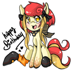 Size: 800x800 | Tagged: safe, artist:piko-ka, oc, oc only, oc:candied apple, earth pony, pony, solo