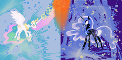 Size: 898x441 | Tagged: safe, artist:pinkypie4522, nightmare moon, princess celestia, g4