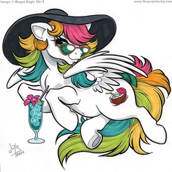 Size: 1000x1000 | Tagged: safe, artist:mayra boyle, oc, oc only, oc:tropical splash, pegasus, pony, glasses, hat, solo