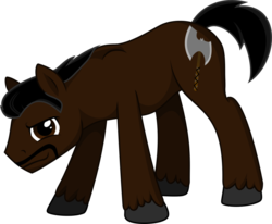 Size: 1024x845 | Tagged: safe, artist:madzik0107, pony, axe, gothic(video game), ponified, solo, weapon