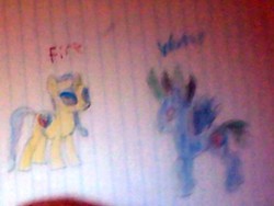 Size: 426x320 | Tagged: safe, artist:gracie_cleopatra, pegasus, pony, unicorn, blurry, lined paper, picture taken with a potato, traditional art, twins