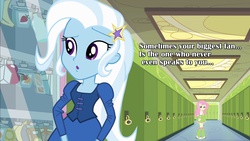 Size: 1920x1080 | Tagged: safe, fluttershy, trixie, equestria girls, g4, female, image macro, implied shipping, lesbian, meme, photoshop, shipping, text edit, trixieshy