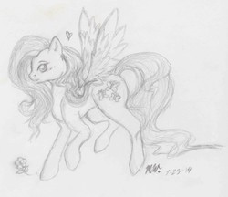 Size: 2291x1980 | Tagged: safe, artist:luna4994, fluttershy, g4, female, monochrome, solo, traditional art