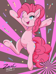 Size: 964x1278 | Tagged: safe, artist:zanclife, pinkie pie, g4, belly button, female, solo, underhoof, wink