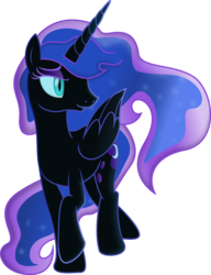 Size: 3000x3911 | Tagged: safe, artist:theshadowstone, nightmare moon, alicorn, pony, g4, female, high res, missing accessory, nicemare moon, raised hoof, simple background, smiling, solo, transparent background, vector