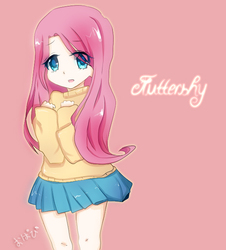 Size: 569x629 | Tagged: safe, artist:opabi, fluttershy, human, g4, clothes, female, humanized, solo, sweatershy