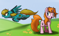 Size: 1463x900 | Tagged: safe, artist:professor-ponyarity, oc, oc only, oc:sonatina, oc:starshine haste, duo