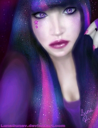 Size: 638x837 | Tagged: safe, artist:lunasunev, twilight sparkle, human, g4, female, humanized, nail polish, portrait, solo