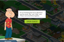 Size: 498x326 | Tagged: safe, comments locked down, drama, family guy, family guy: the quest for stuff, glenn quagmire, graveyard of comments, male, reference