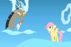 Size: 1691x1125 | Tagged: safe, discord, fluttershy, g4, the cutie mark chronicles, face, filly