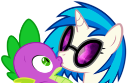 Size: 1081x706 | Tagged: artist needed, safe, edit, hundreds of users filter this tag, dj pon-3, spike, vinyl scratch, pony, unicorn, g4, crack shipping, kissing, love, shipping, show accurate, vinylspike