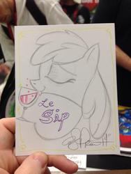Size: 768x1024 | Tagged: safe, artist:andypriceart, berry punch, berryshine, g4, alcohol, female, le, solo, traditional art, wine, wine glass